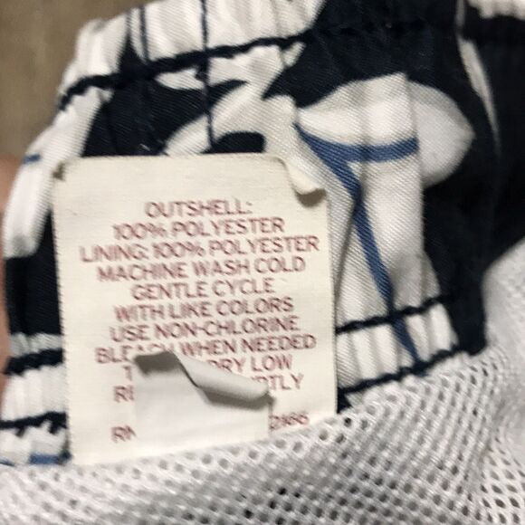 Merona Swim Trunks ~ Sz XL ~ Dark Blue & White ~ Draw Strings ~ Floral - Picture 4 of 5